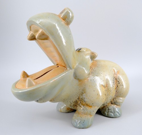 Ceramic hippo money - money, box