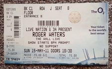 Roger Waters -The Wall Live - Concert Ticket Stub - The O2 - 15.05.2011