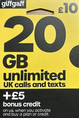 Giffgaff sim cards with 5 - with, £5