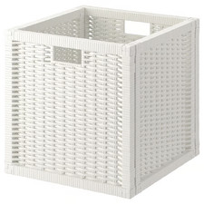 IKEA Hand-Woven Rattan Storage Basket for Shelving Unit Wicker Hamper Box White