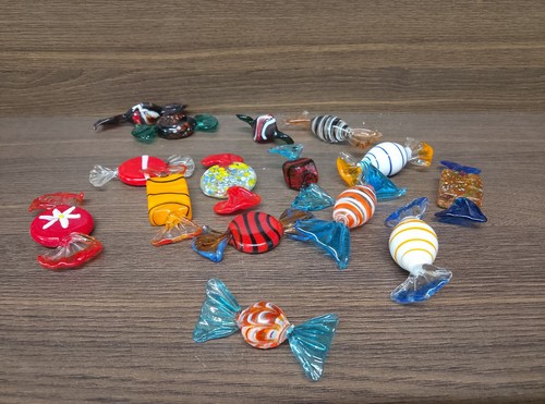 Fifteen murano glass sweets - glass,