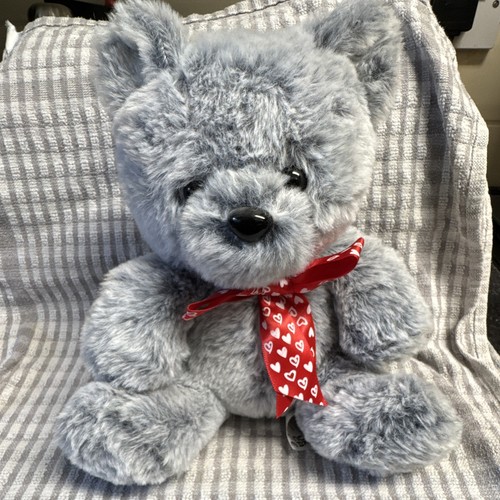 Grey plush teddy - teddy, soft
