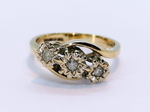9ct gold vintage diamond - gold,