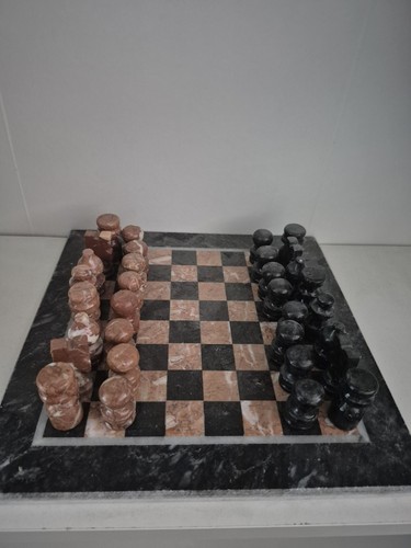 Vintage marble onyx chess set - chess,