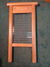 Vintage Pine And Ribbed Glass Washboard