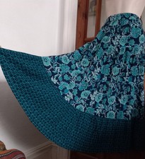 Vtg Look Tiered Gypsy Maxi Skirt Size 14 Indian Block Print Style Boho Peasant