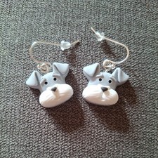 Schnauzer Puppy Dog Dangle Earrings Gift
