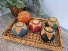 Set of 5 Vintage Decorated African Monkey Balls, Carpet Balls Unique Set C