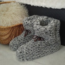 Merino's Pure Sheep Wool Boots Cozy Foot Slippers Sheepskin Womens Ladies Grey