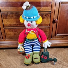 Hand Made Knitted Gardener Clown From A Jean Greenhowe Pattern 27 Inches 