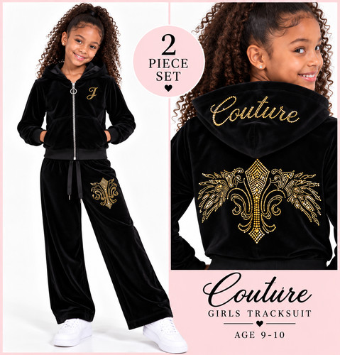 Girls black velour - velour, diamante