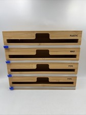 Wrap Dispenser with Cutter and Labels Foil Wax Plastic Kitchen Organiser Storage