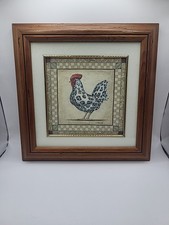 James Weins Leopard Rooster Signed Print Framed 11"x11" Exotic Chickens Series.