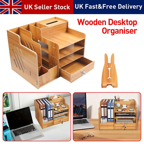 Wooden office desk organiser - office,
