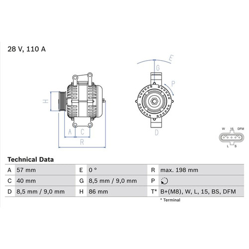Bosch car alternator 12v fits - car,