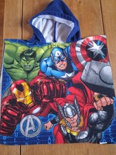 Disney Marvel Avengers Blue Hooded Towel Poncho Robe for Shower Beach Bath Pool