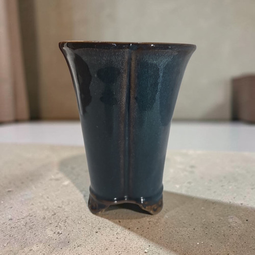 Planter blue teal glazed - teal,
