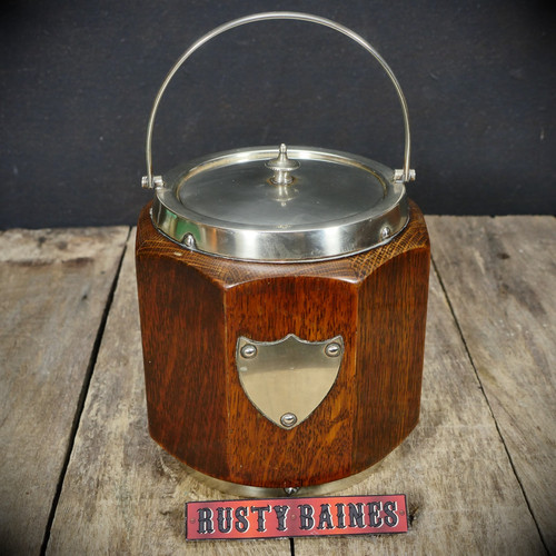 Antique oak and silver plate - antique,