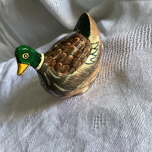 Hand painted paper mache duck - hand,