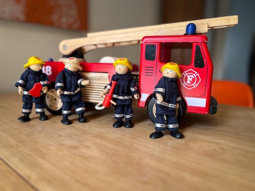 Pintoy wooden fire engine and - wooden,