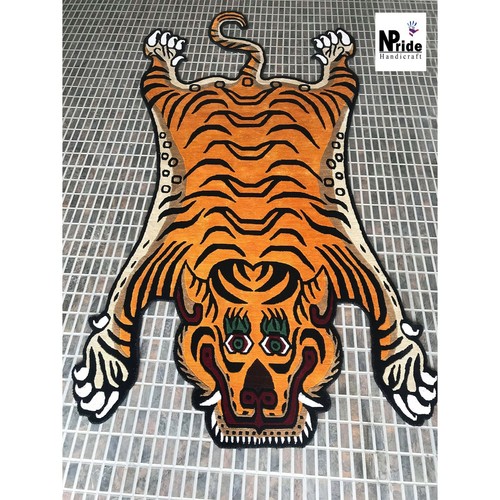 Silk tibetan tiger rug - tibetan,