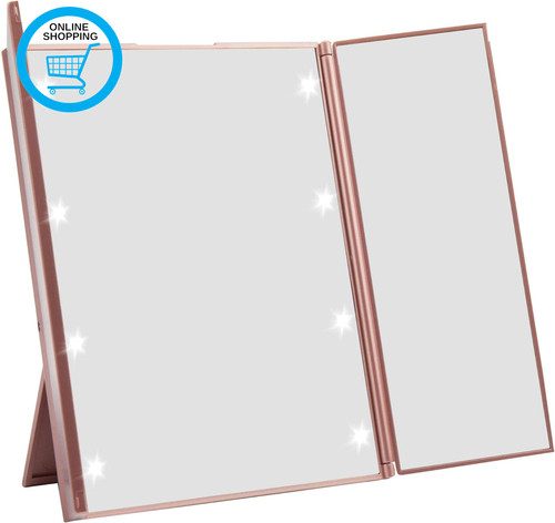 Rose gold trifold led lighted - gold,