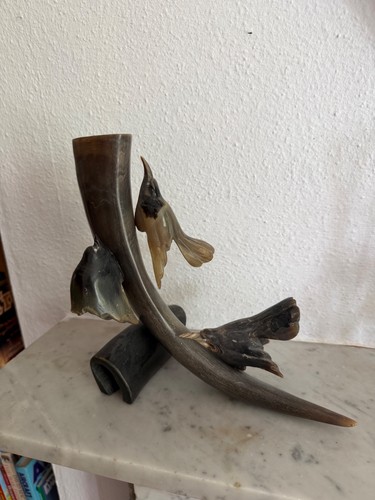Buffalo horn carved bird
