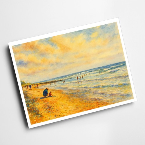 Print beach looking - -,