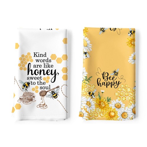 Honey bee daisy tea - daisy, towels