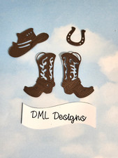 Die cut cuts cowboy boots - boots,, hat