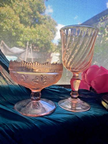 Mid century pink glass - pink, bundle