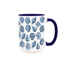 Blue seashells large ceramic - blue,