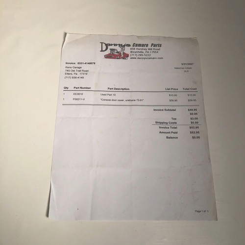 2007 denny camaro parts - 2007,