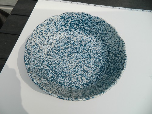 Pottery blue white speckled - pottery, blue/white