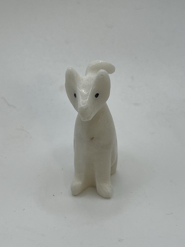 Zuni white marble sitting - white, cat