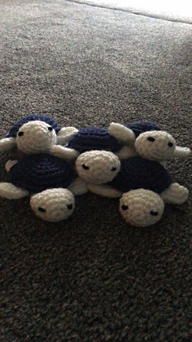 Five handmade crochet sheep - five,