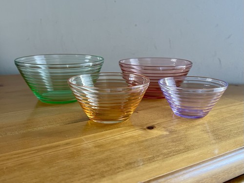 Vintage colourful glass bowls - colourful,