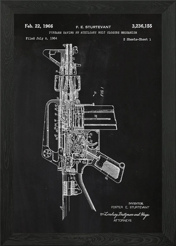 M16 rifle patent framed - 5,