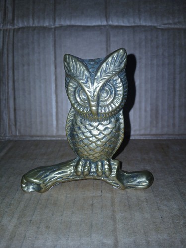 Vintage brass owl branch - owl, on