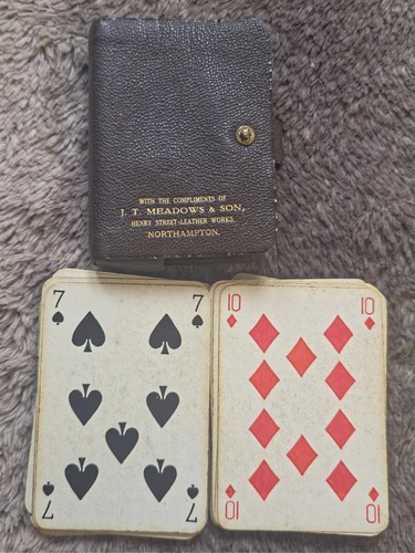 Vintage leather playing card - leather,