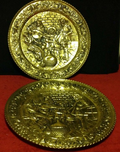 Pair vintage embossed - vintage, hammered