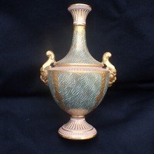 Fine Antique Coalport Porcelain Mask Handled Gilt Vase V.5342