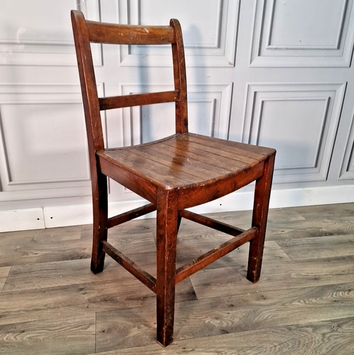 Antique wooden slat chair - slat, seat