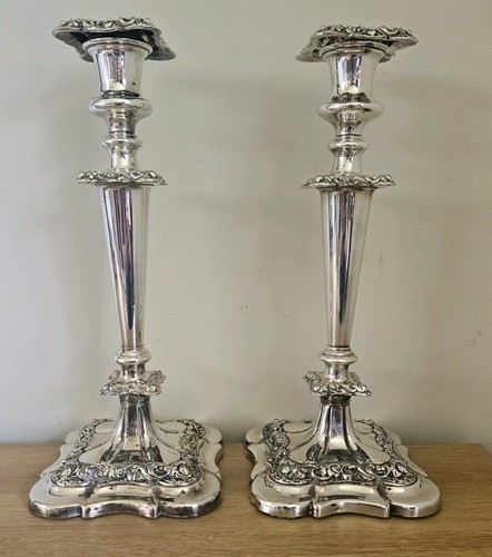 Silver plated candlesticks - silver,