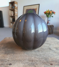 Art Glass Ribbed Ball Globe Vase