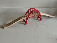 Genuine Brio Arched Bridge With Ascender & Descender Wooden Train Track Pieces