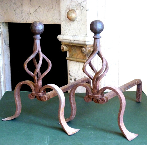 French iron fire dogs andirons - iron,