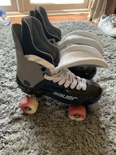 Bauer Turbo Quad Panther 35 size 8 Black/Grey Roller Skates Vintage
