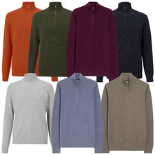 Mens John Lewis Textured Zip Neck Jumper Cotton Cashmere Blend Sizes S - 2XL