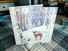Cancer Research 9 Charity Christmas cards Deer Stag in Winter Woodland New